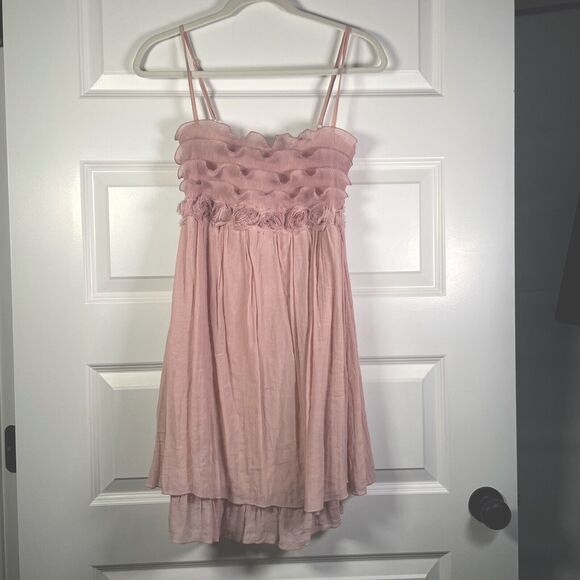 Rachael & Chloe Pink Layered Ruffles Strapless Party Dress Size Medium Lined - Picture 2 of 11